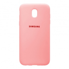 Накладка Samsung J5 2017/J530F резиновая матовая Soft touch с логотипом темно-розовая