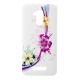 Накладка Asus Zenfone 3 Max/ZC520TL силиконовая рисунки со стразами Цветы с полосками на белом фоне