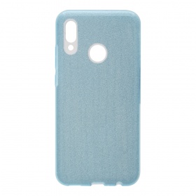 Накладка Huawei Honor 10 Lite силиконовая с пластиковой вставкой блестящая голубая