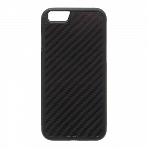 Накладка iPhone 6/6S пластиковая с резиновым бампером карбон черная