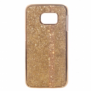 Накладка для Samsung G925F/S6 edge пластиковая золотая стразы Fashion