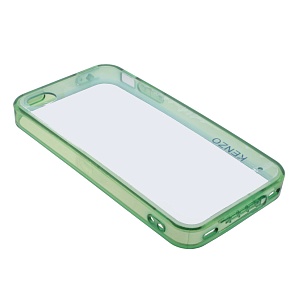 Накладка iPhone 4/4S пластиковая прозрачная с зеленым силиконовым бампером Kenzo