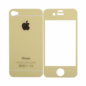 Закаленное стекло iPhone 4/4S двуст блестящее желтое