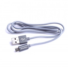 Кабель micro USB Awei CL-400 текстильный серебро 1000 мм