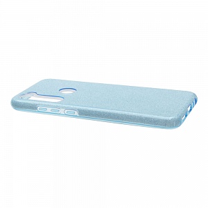 Накладка Xiaomi Redmi Note 8T силиконовая с пластиковой вставкой блестящая голубая