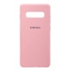 Накладка Samsung G975F/S10 Plus резиновая матовая Soft touch с логотипом розовая