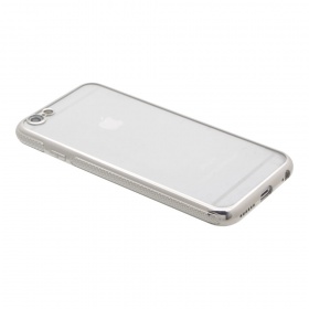 Накладка iPhone 6/6S силиконовая прозрачная с хромированным бампером рельефная 