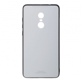 Накладка Xiaomi Redmi Note 4 пластиковая с резиновым бампером стеклянная белая