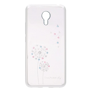 Накладка Meizu M3 Note силиконовая прозрачная с хромированным бампером рисунки со стразами серебро