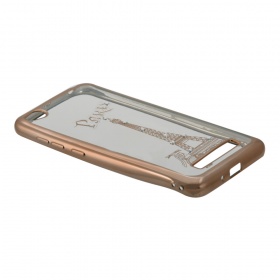 Накладка Xiaomi Redmi 4A силиконовая прозрачная с хром бампером рисунки со стразами Paris золото