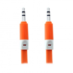 AUX кабель 3,5 на 3,5 мм плоский широкий оранжевый 1000 мм
