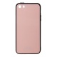 Накладка iPhone 5/5S/SE пластиковая с резиновым бампером стеклянная розовая