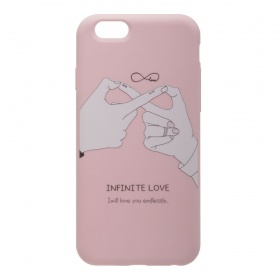 Накладка iPhone 6/6S резиновая рисунки матовая противоударная Infinite Love розовая