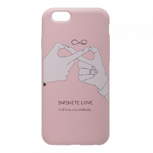 Накладка iPhone 6/6S резиновая рисунки матовая противоударная Infinite Love розовая