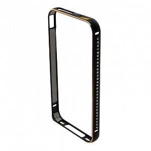 Бампер на iPhone 4/4S металлический со стразами черный